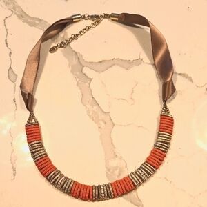 Elegant Orange and Gold Beaded Necklace